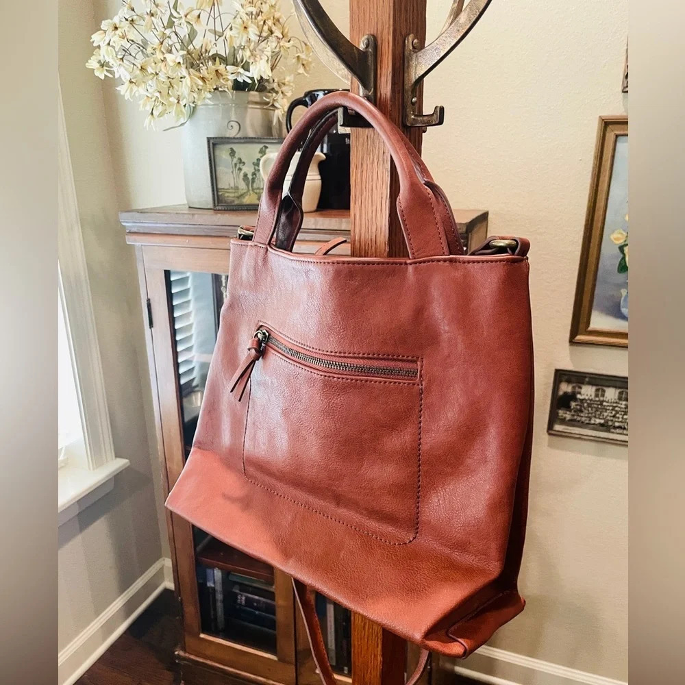 Sonoma women’s handbag purse faux leather double handle shoulder strap brown - Picture 5 of 11